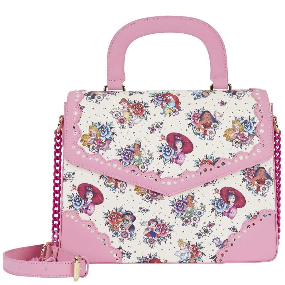 Loungefly Disney プリンセスタトゥー 総柄 クロスボディバッグ