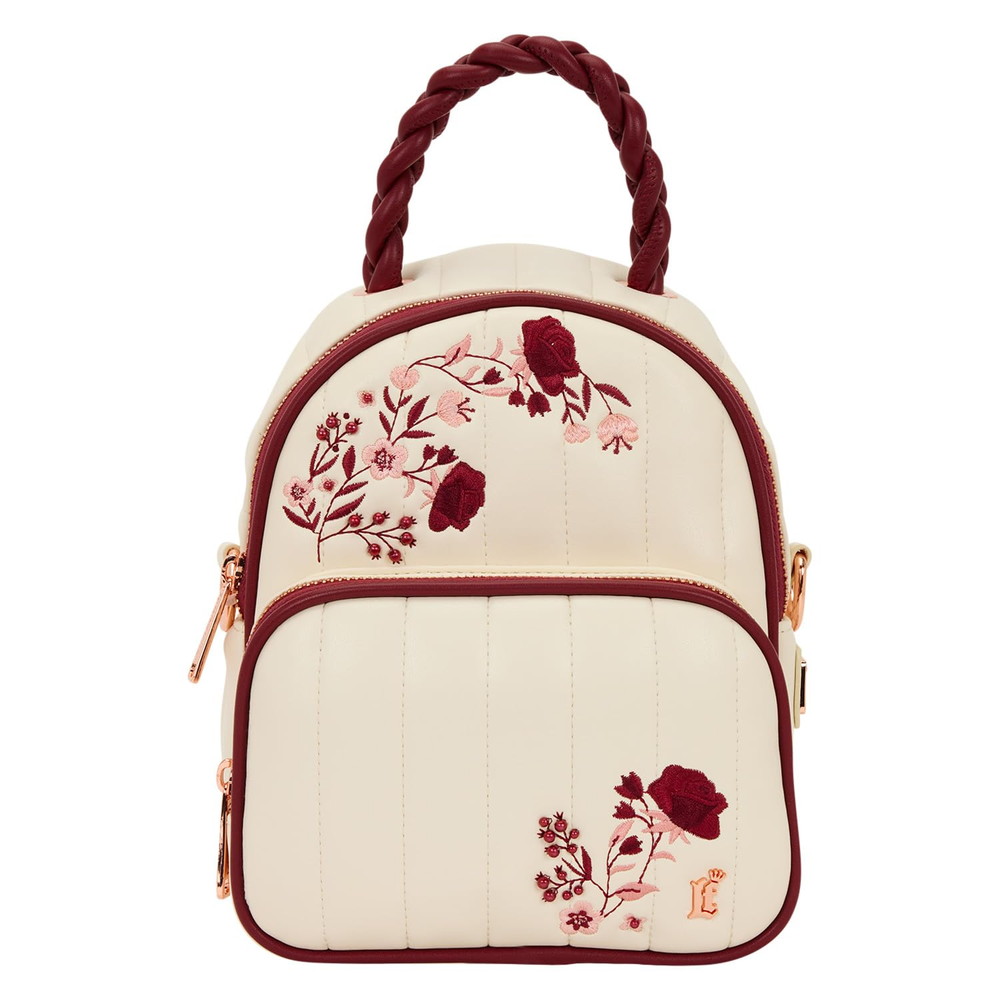Loungefly クリーム＆レッド フローラル スリングバッグ