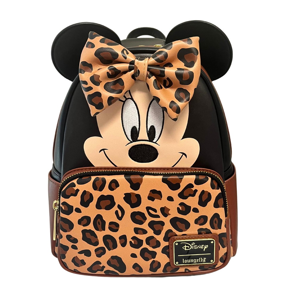 Loungeflyラウンジフライ 限定 ディズニー ミニーマウス レオパードプリント ダブルストラップ ショルダーバッグ