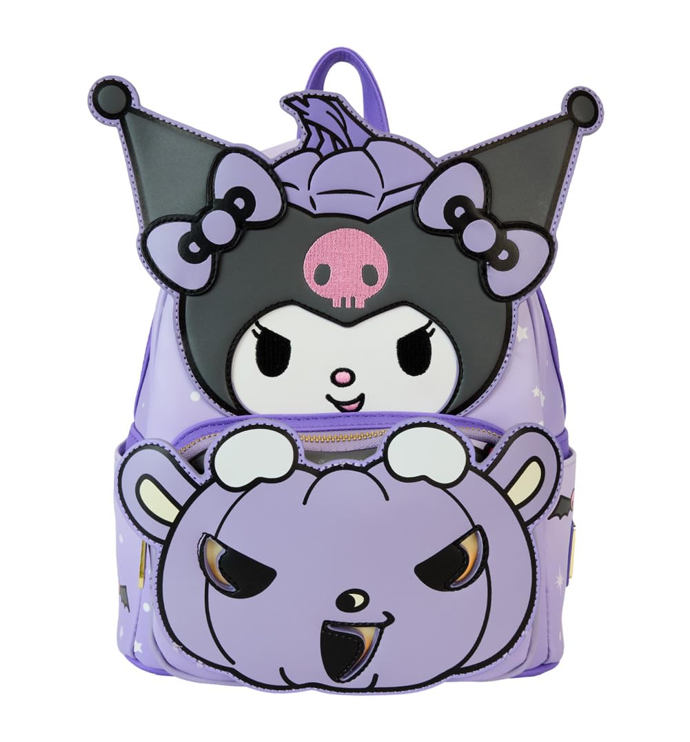 Loungeflyラウンジフライ サンリオ クロミ パンプキン レディース ミニバックパック リュックサック ハロウィン 光る 蓄光 ライトアップ ビーガンレザー