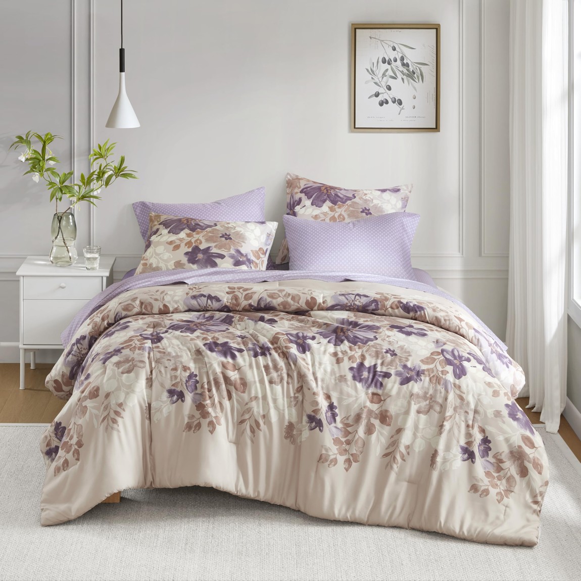 Madison Park Essentials コンフォーター 7点セット トープ 花柄 マイクロファイバー 寝具セット 掛け布団 ボックスシーツ フラットシーツ 枕カバー おしゃれ 洗える オールシーズン｜Basqueバスク