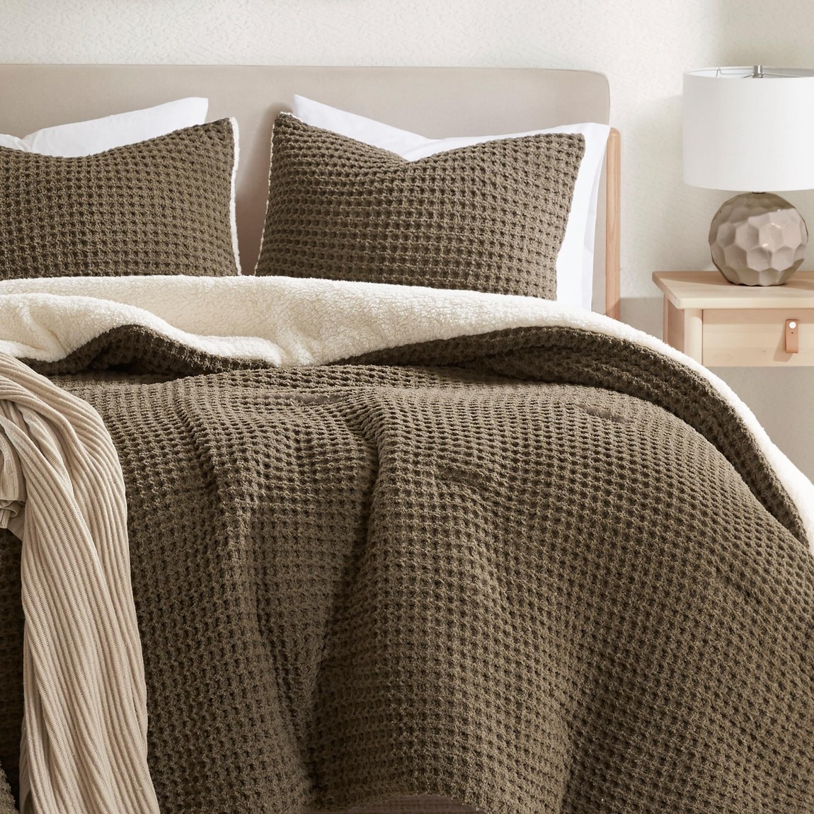 マディソン運動場 コンフォーター 3点書き割り 赤銅色 掛け布団 枕取りまかなう 敷き布 シェニール ワーヘル ボア リヴァーシブル オール時期 洗える 寝具