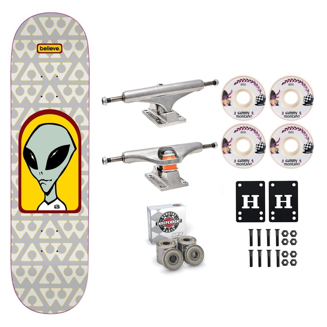 Alien Workshop Believe Pattern コンプリート スケートボード 8.625インチ Independent トラック Sml ウィール｜Basqueバスク