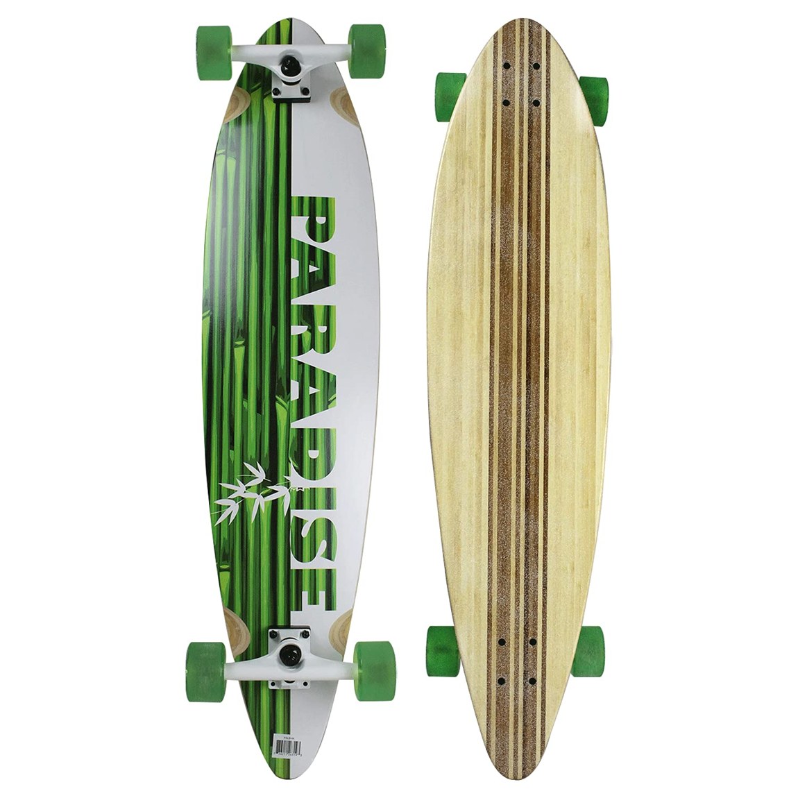Paradise White/Green Bamboo Pintail ロングボード クルーザー スケートボード コンプリート 9.75" x 41"|Basqueバスク