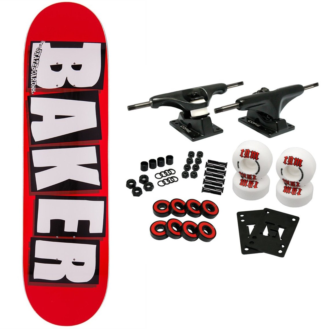 BAKER Brand Logo Red/White スケートボード コンプリート 8.625" x 32" ブラックトラック 組み立て済み｜Basqueバスク 27,560円