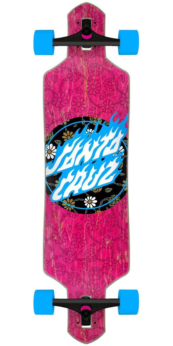 SANTA CRUZ Floral Flame Dot Drop Thru ロングボード コンプリート スケートボード 180mmトラック 66mmウィール｜Basqueバスク