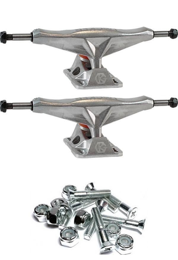 Grind King Truck Co. Locker Raw Silver スケートボード トラック 5.4" Hanger 8.0" Axle 1"ハードウェア付き|Basqueバスク