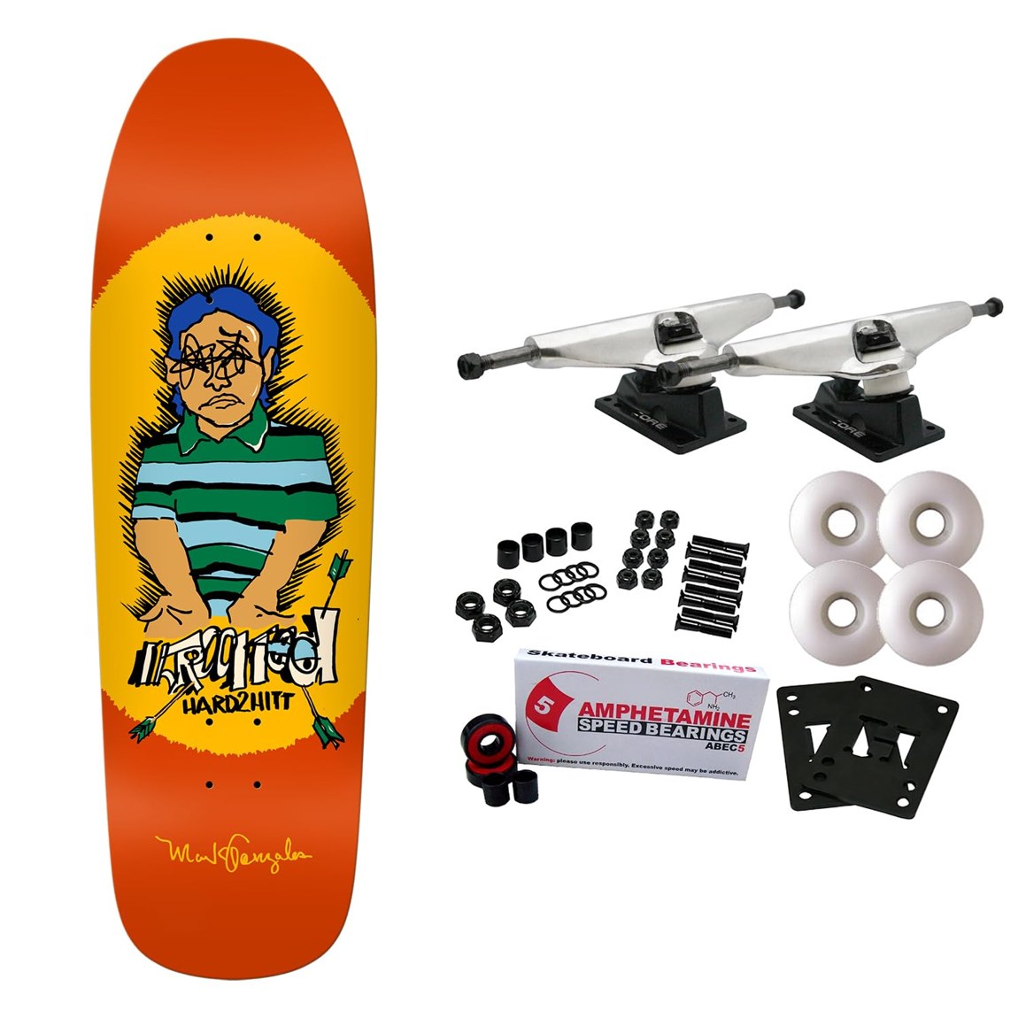 Krooked Gonz Hard2Hitt スケートボード コンプリート 9.81" x 32.06" シェイプデッキ|Basqueバスク
