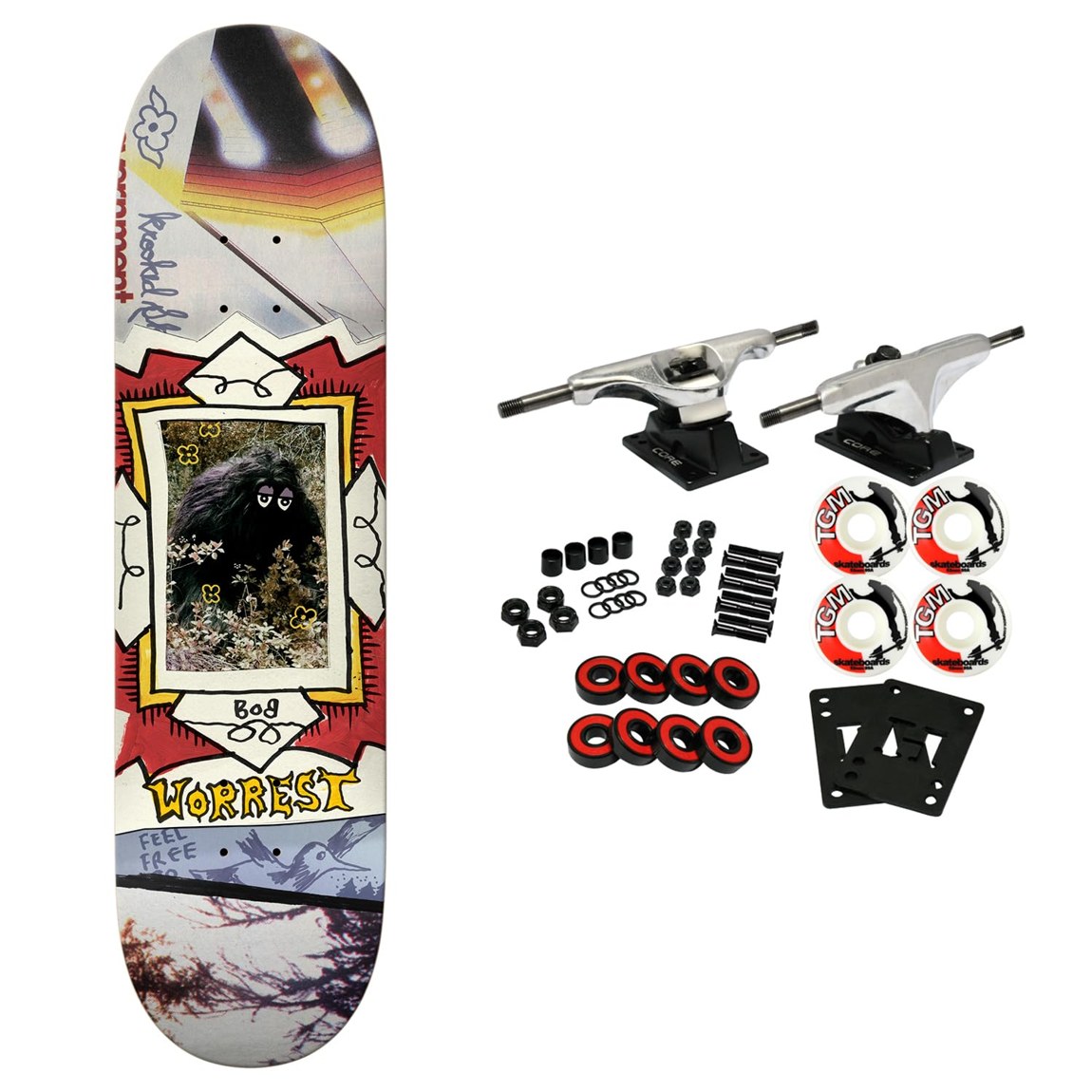 Krooked Worrest Big Foot Twin Tail スケートボード コンプリート 8.75インチ|Basqueバスク