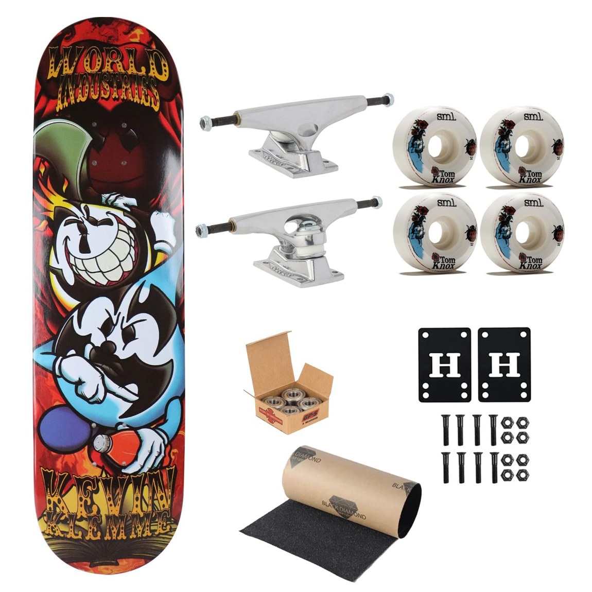 World Industries Clowns スケートボード コンプリート 8.3インチ Krux Trucks Sml Wheels Independent Bearings|Basqueバスク
