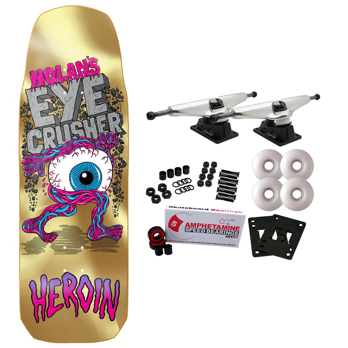 Heroin Nolan Houghton Eye Crusher Gold スケートボード コンプリート 10" x 30.85"｜Basqueバスク