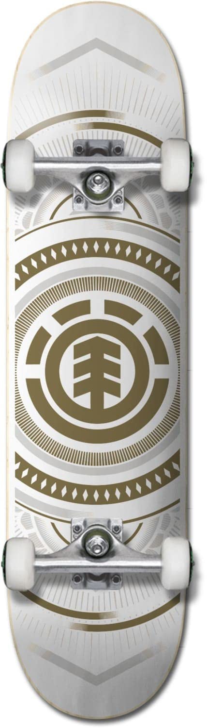 Element Hatched Skateboard Complete 8.0" White/Gold スケートボード コンプリート|Basqueバスク