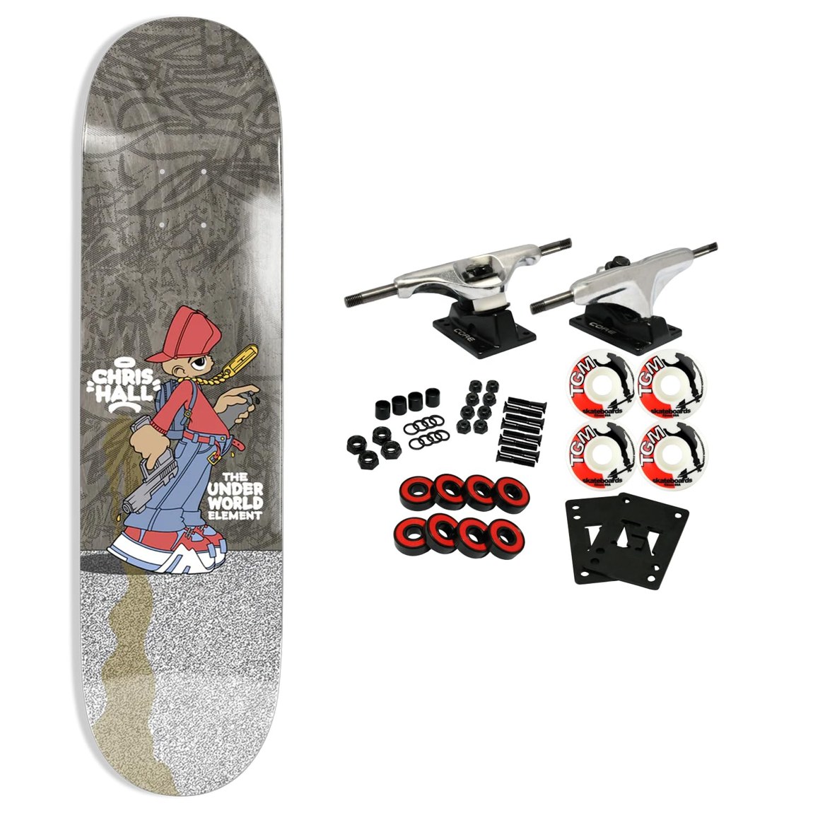 Element Underworld Chris Hall B-Boy スケートボード コンプリート 8.5インチ x 31.95インチ|Basqueバスク