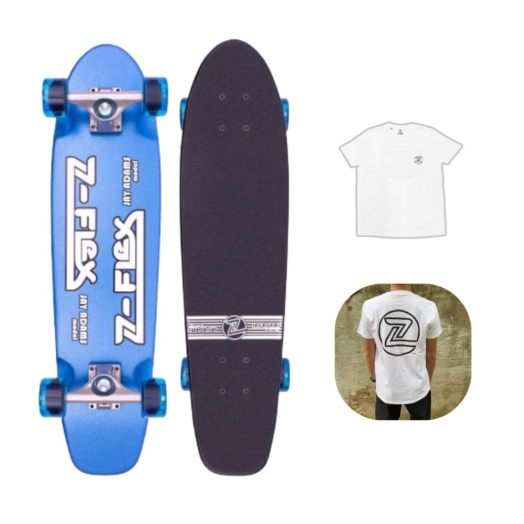 Z-Flex Z-Cruiser 29-Inch Blue Metal クルーザー コンプリート スケートボード Tシャツ セット ホワイト Mサイズ 7.5インチ｜Basqueバスク