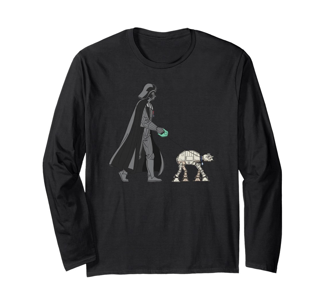 スターウォーズ ダース・ベイダー Darth Vader AT-AT お散歩 ドッグウォーカー おもしろ 長袖 Tシャツ ロングTシャツ ユニセックス｜Basqueバスク