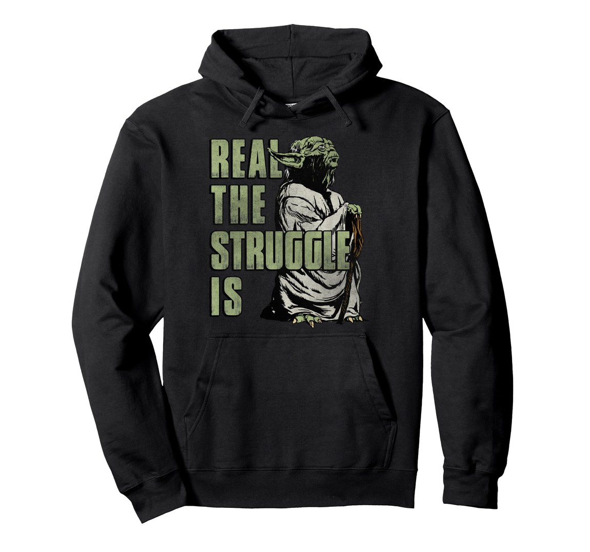 スターウォーズ ヨーダ Yoda Real The Struggle Is グラフィック プルオーバー パーカー 長袖｜Basqueバスク