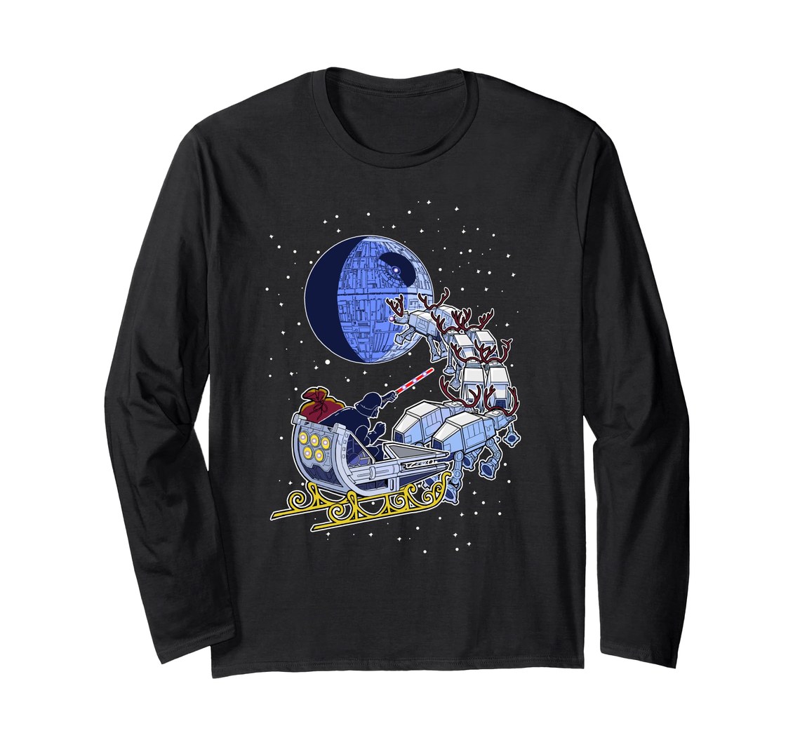 スターウォーズ ダース・ベイダー Darth Vader クリスマス そりに乗るデザイン ロングTシャツ 長袖 ユニセックス｜Basqueバスク