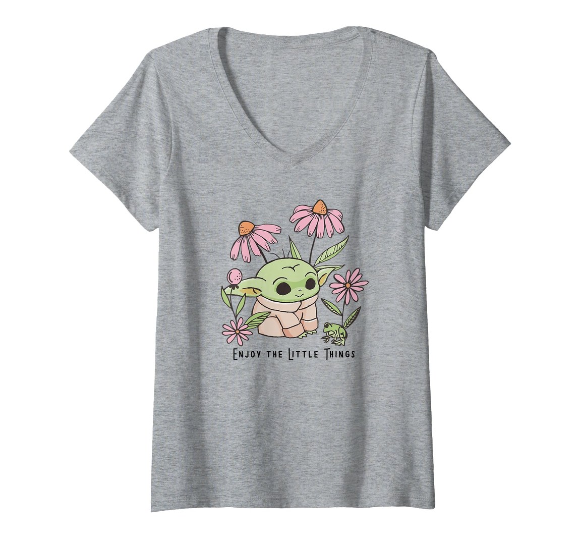 スターウォーズ マンダロリアン The Mandalorian グローグー Grogu Enjoy The Little Things Vネック Tシャツ 半袖 レディース｜Basqueバスク