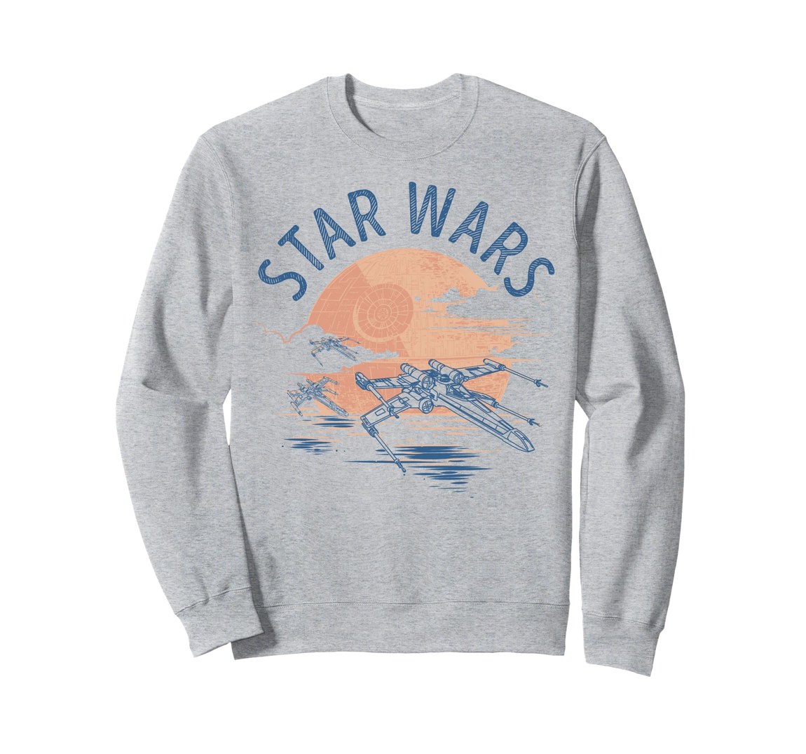 スター・ウォーズ エックスウイング X-Wing サンセット 夕日 デザイン スウェット トレーナー 長袖 Star Wars ユニセックス｜Basqueバスク