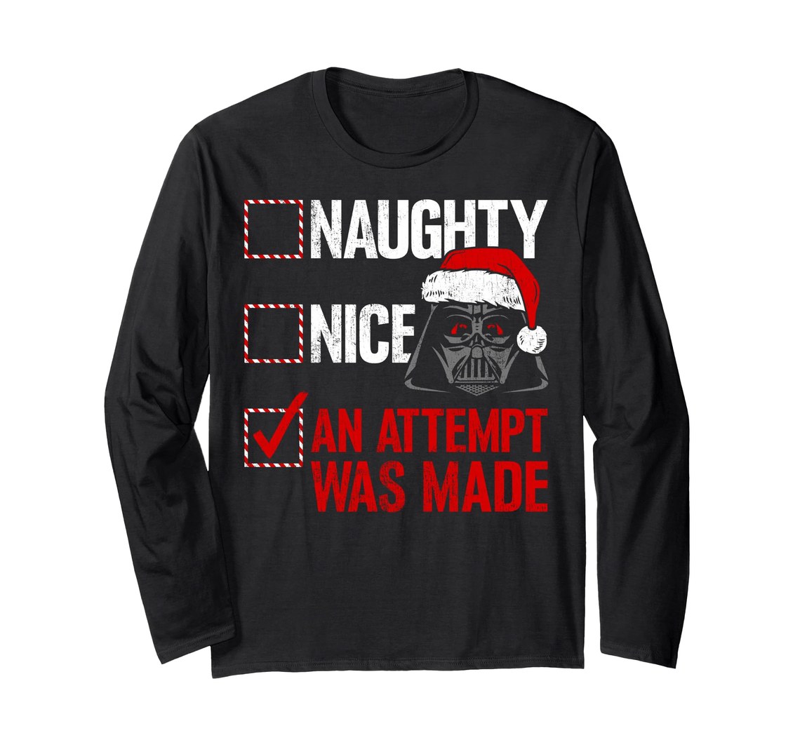 スターウォーズ ダース・ベイダー Darth Vader クリスマス チェックリスト デザイン ロングTシャツ 長袖 ユニセックス|Basqueバスク