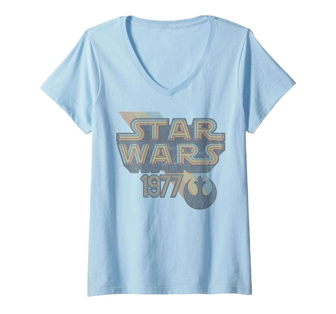 スターウォーズ Star Wars 反乱軍 Rebel Logo レトロ ライン 1977 グラフィック Vネック Tシャツ レディース 半袖｜Basqueバスク
