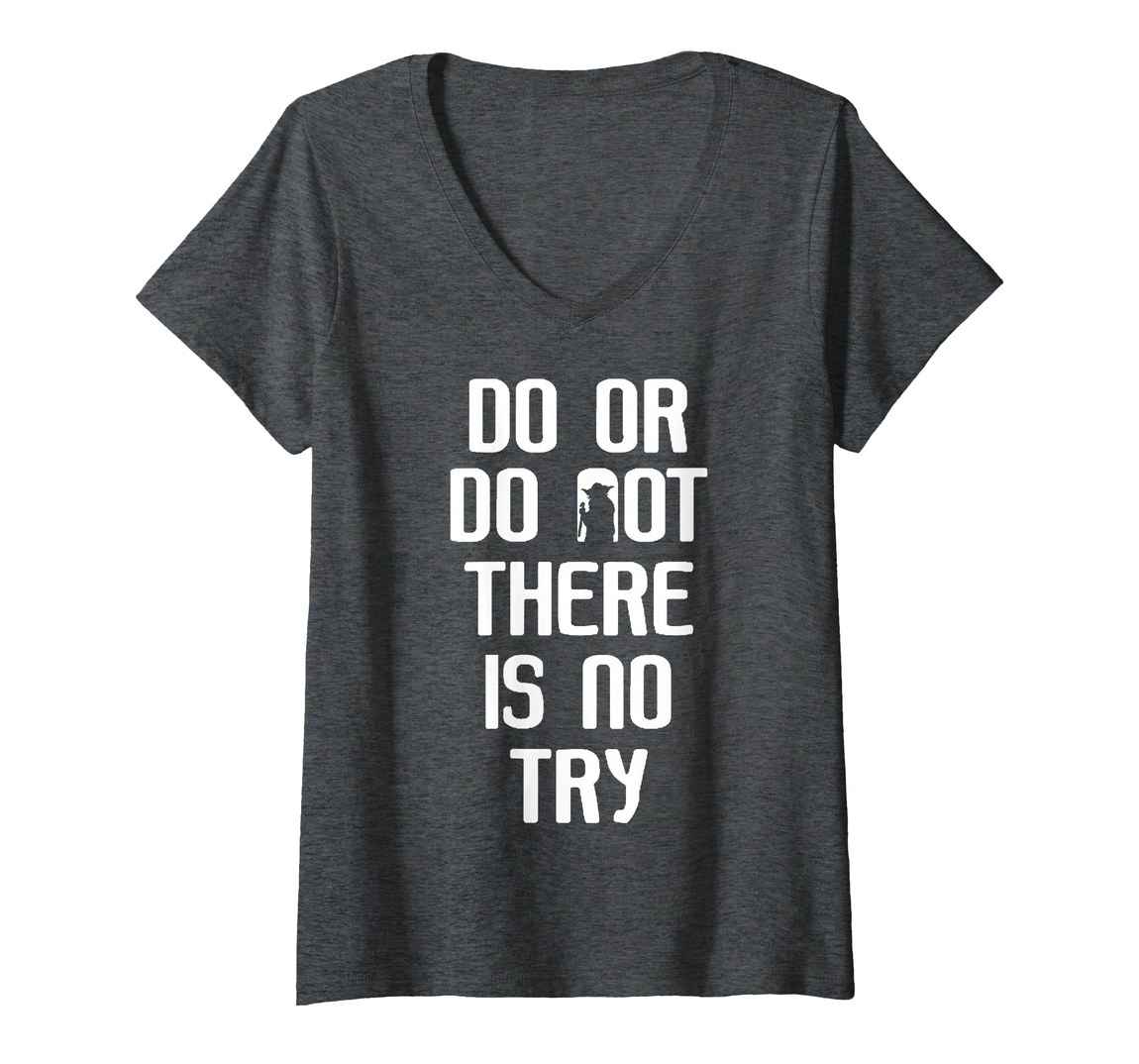 スターウォーズ ヨーダ Yoda 名言 Do Or Do Not There Is No Try Vネック Tシャツ 半袖 レディース｜Basqueバスク