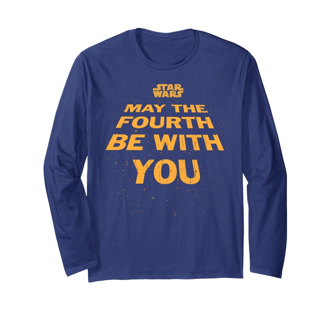 スターウォーズ Star Wars メイ・ザ・フォース・ビー・ウィズ・ユー May The Fourth Be With You 傾いたロゴ ポスターデザイン ロングTシャツ 長袖 ユニセックス|Basqueバスク