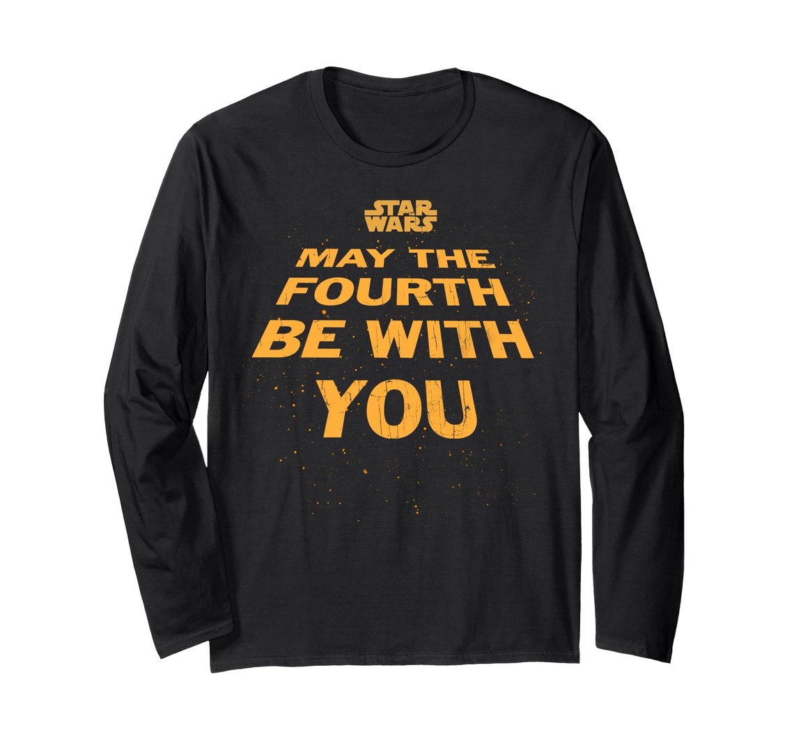 スターウォーズ Star Wars メイ・ザ・フォース・ビー・ウィズ・ユー May The Fourth Be With You 斜めロゴ ポスターデザイン ロングTシャツ 長袖 ユニセックス|Basqueバスク