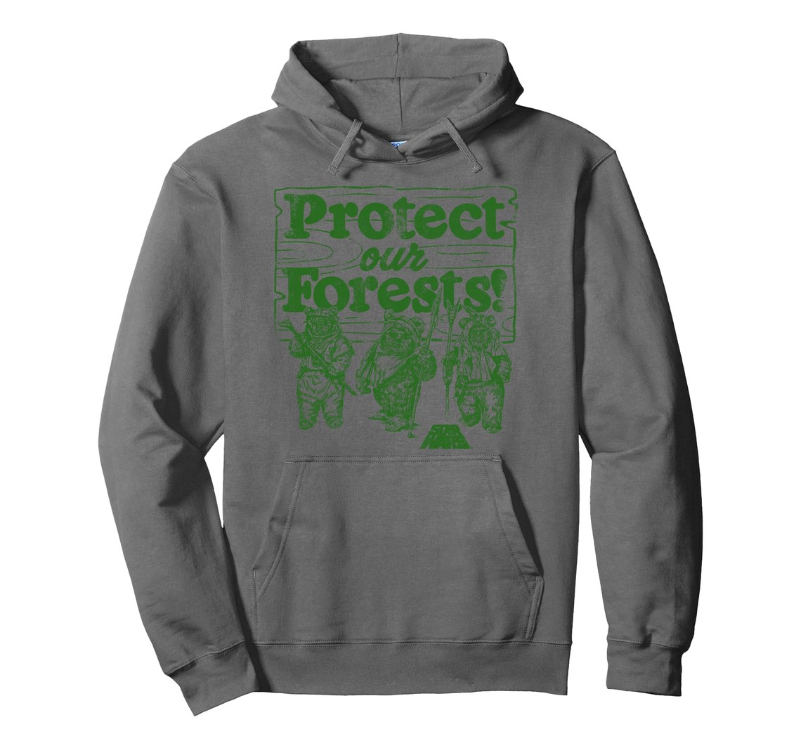 スターウォーズ イウォーク Ewoks チューバッカ Chewbacca Protect Our Forests キャンプ グラフィック プルオーバー パーカー 長袖 メンズ｜Basqueバスク