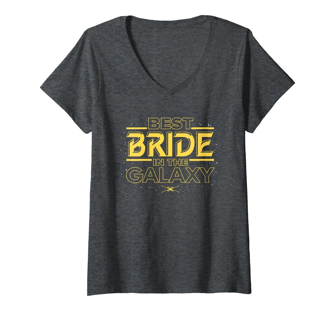 スターウォーズ Star Wars ベスト・ブライド Best Bride in the Galaxy 結婚式 ハネムーン Vネック Tシャツ 半袖 レディース｜Basqueバスク