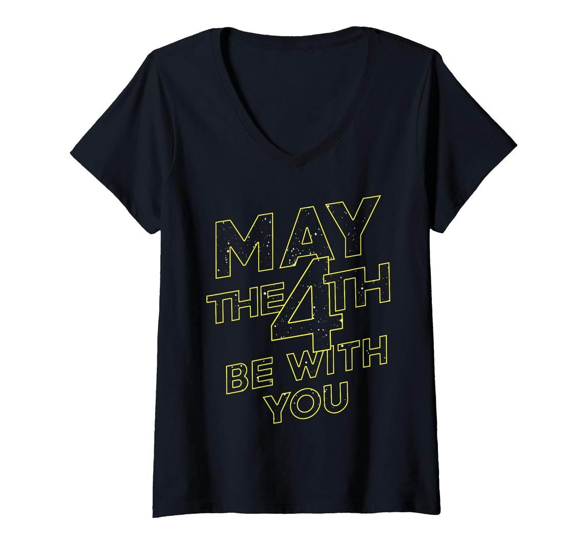 スターウォーズ Star Wars メイ・ザ・フォース・ビー・ウィズ・ユー May The 4th Be With You ギャラクシー グラフィック Vネック Tシャツ 半袖 レディース｜Basqueバスク