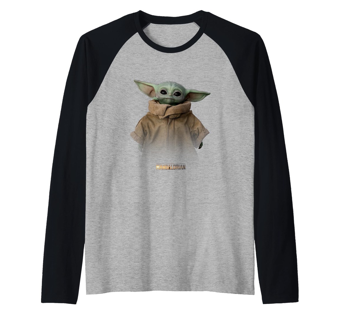 スターウォーズ マンダロリアン The Mandalorian ザ・チャイルド The Child グローグー Grogu ロゴ シンプル ポートレート ラグラン Tシャツ｜Basqueバスク