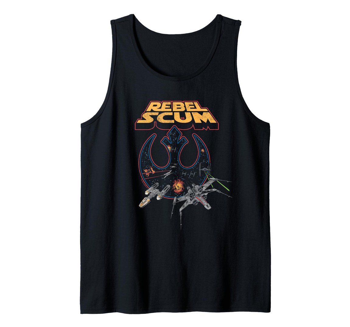 スターウォーズ 反乱軍 Rebel Scum ロゴ スペースバトル 宇宙戦 デザイン タンクトップ|Basqueバスク