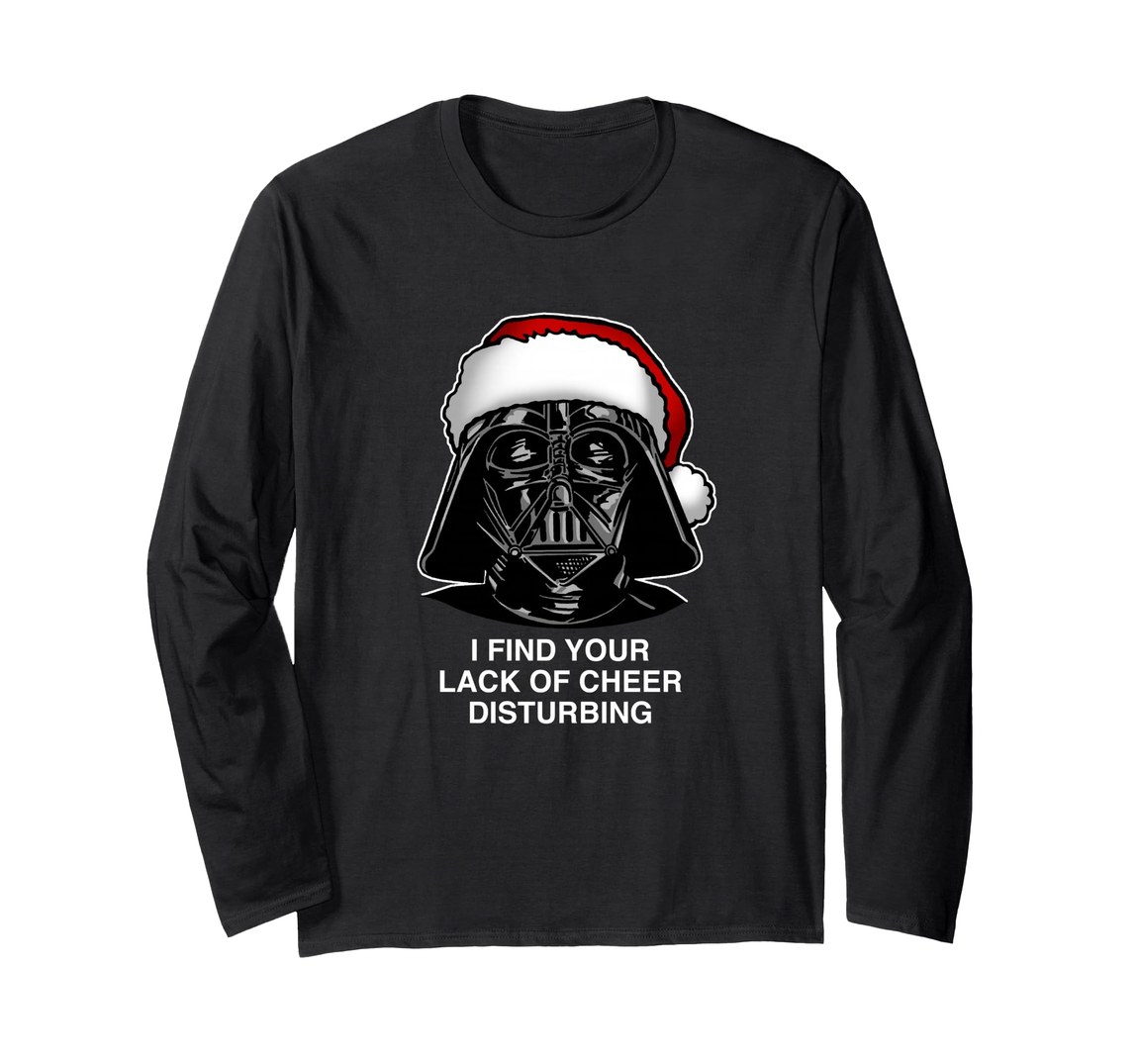 スターウォーズ ダース・ベイダー Darth Vader クリスマス ホリデー Disturbing Lack Of Cheer デザイン ロングTシャツ 長袖 ユニセックス｜Basqueバスク