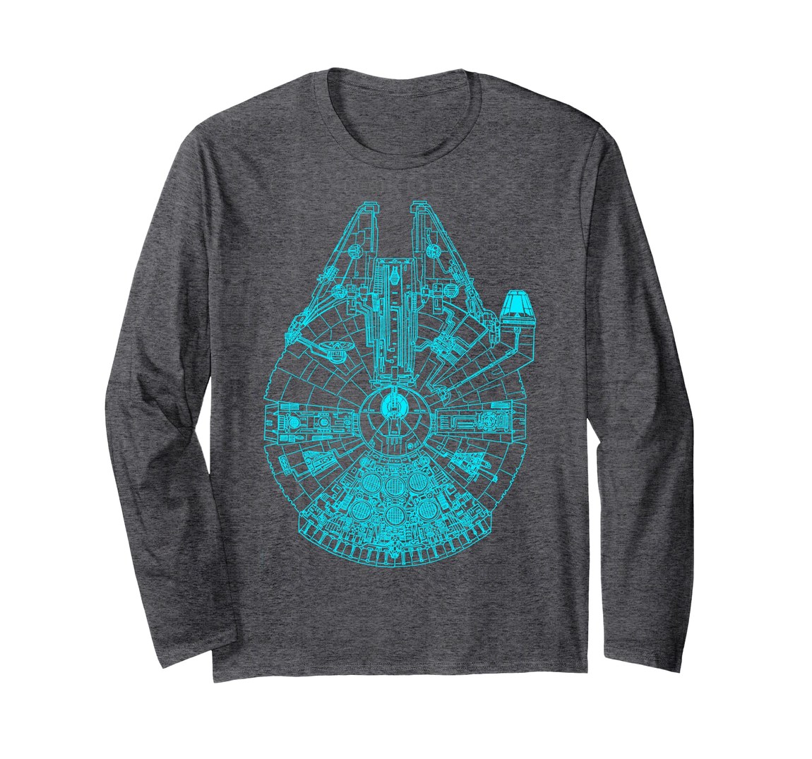 スターウォーズ ミレニアム・ファルコン Millennium Falcon アウトライン グラフィック ロングTシャツ 長袖 メンズ｜Basqueバスク