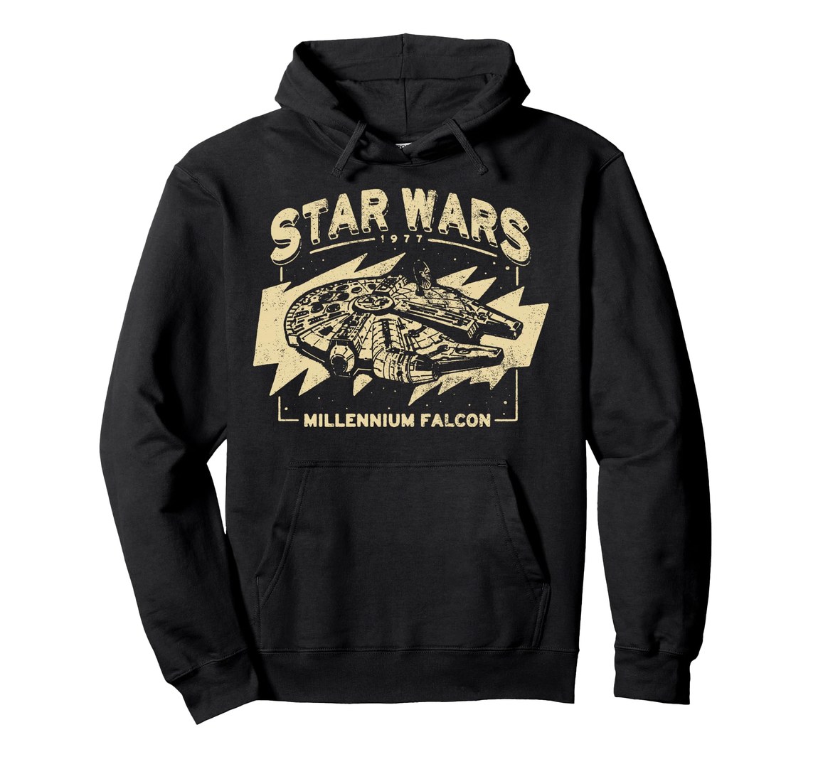 スターウォーズ Star Wars ミレニアム・ファルコン Millennium Falcon ヴィンテージ ポスター デザイン プルオーバー パーカー 長袖 ユニセックス|Basqueバスク