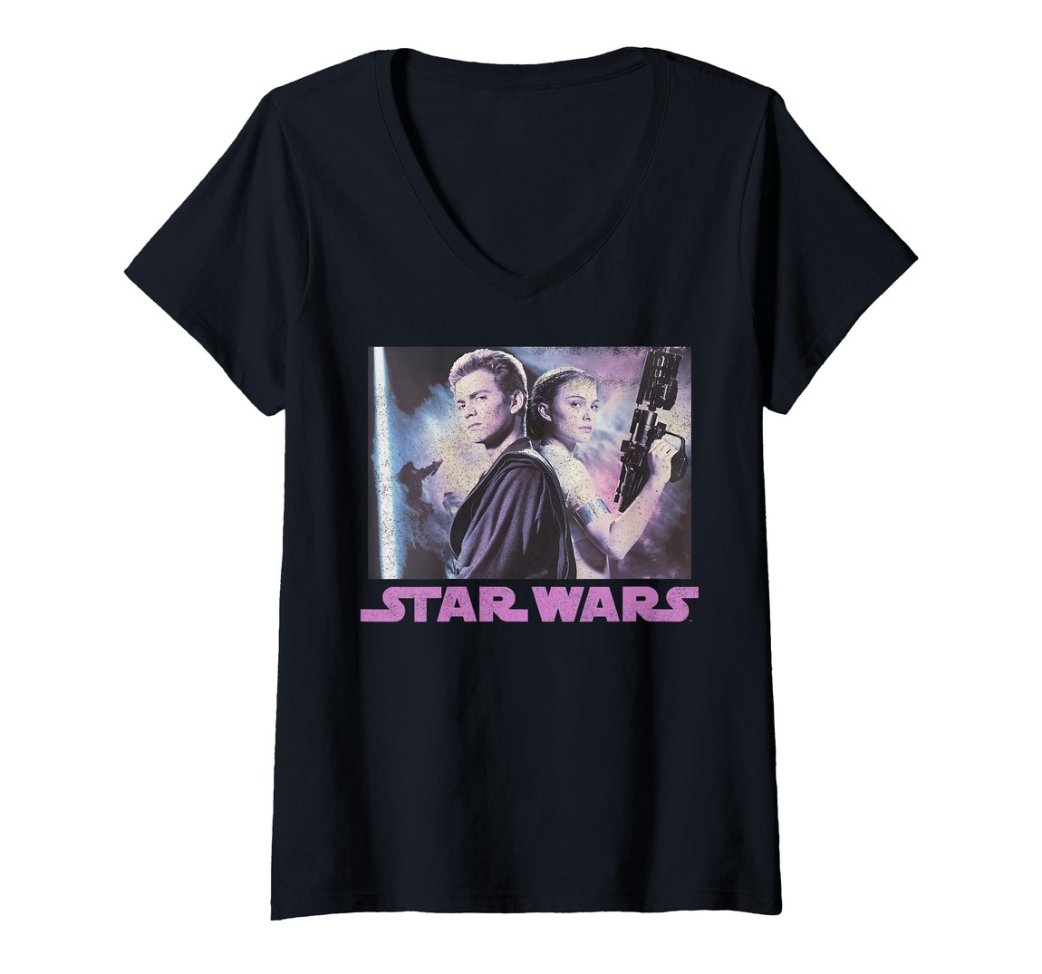 スターウォーズ パドメ Padme & アナキン Anakin ポートレート Vネック Tシャツ 半袖 レディース｜Basqueバスク