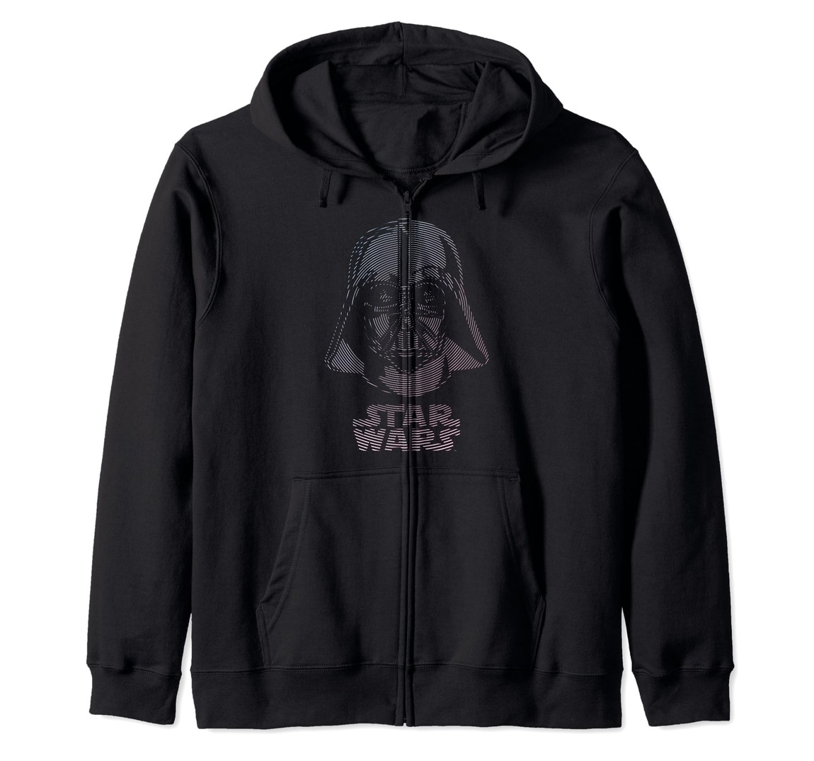 スターウォーズ ダース・ベイダー Darth Vader ヒプノティック ライン ポートレート デザイン ジップパーカー 長袖 ユニセックス|Basqueバスク