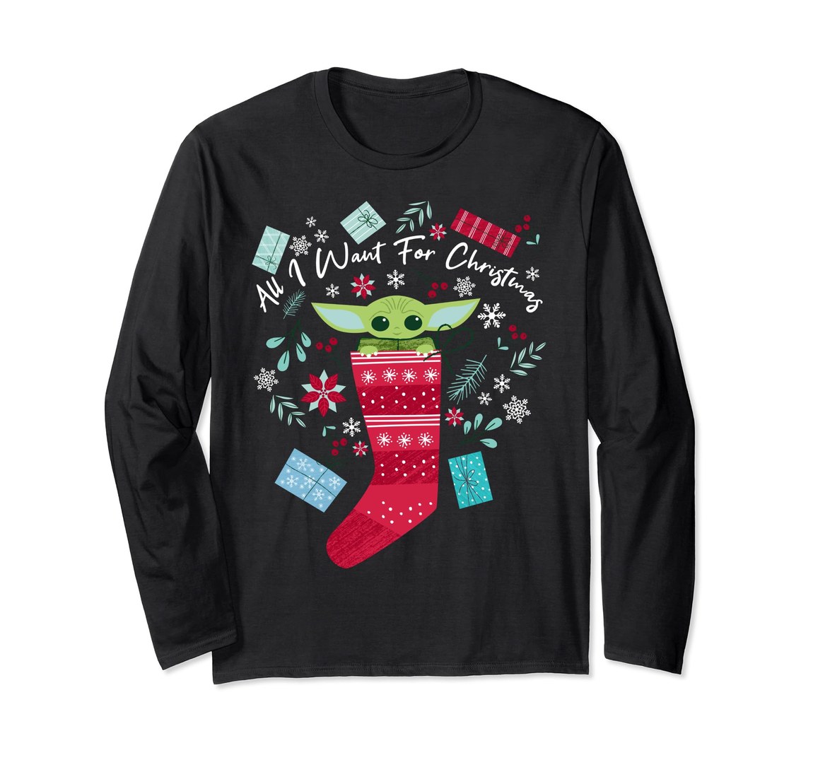 スターウォーズ マンダロリアン The Mandalorian ザ・チャイルド The Child クリスマス グラフィック ロングTシャツ 長袖 ユニセックス|Basqueバスク