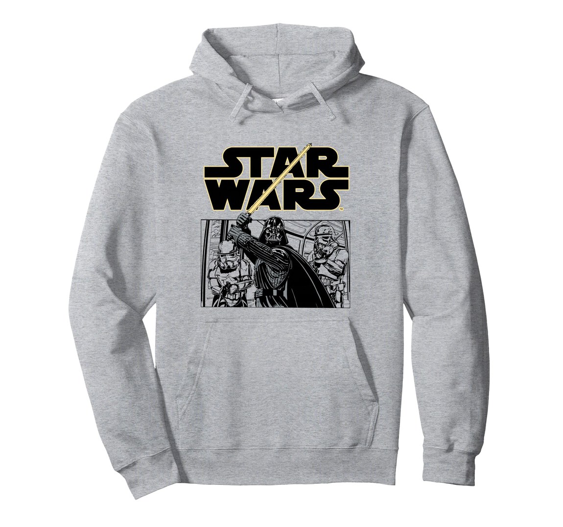 スターウォーズ ダース・ベイダー Darth Vader 帝国軍 アタックパネル デザイン プルオーバー パーカー 長袖 ユニセックス｜Basqueバスク