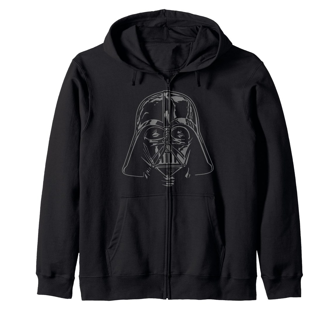 スターウォーズ ダース・ベイダー Darth Vader アウトライン デザイン ジップアップ パーカー 長袖 ユニセックス|Basqueバスク