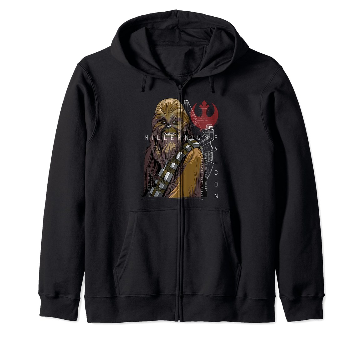 スターウォーズ Star Wars チューバッカ Chewbacca ミレニアム・ファルコン Millennium Falcon ポートレート ジップパーカー 長袖 ユニセックス|Basqueバスク