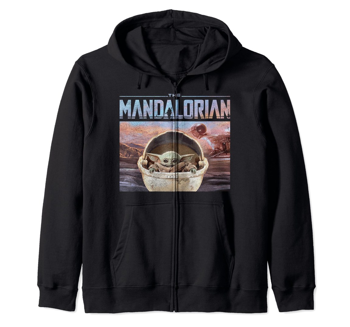スターウォーズ マンダロリアン The Mandalorian ザ・チャイルド The Child ポスターロゴ デザイン ジップアップパーカー 長袖 ユニセックス|Basqueバスク