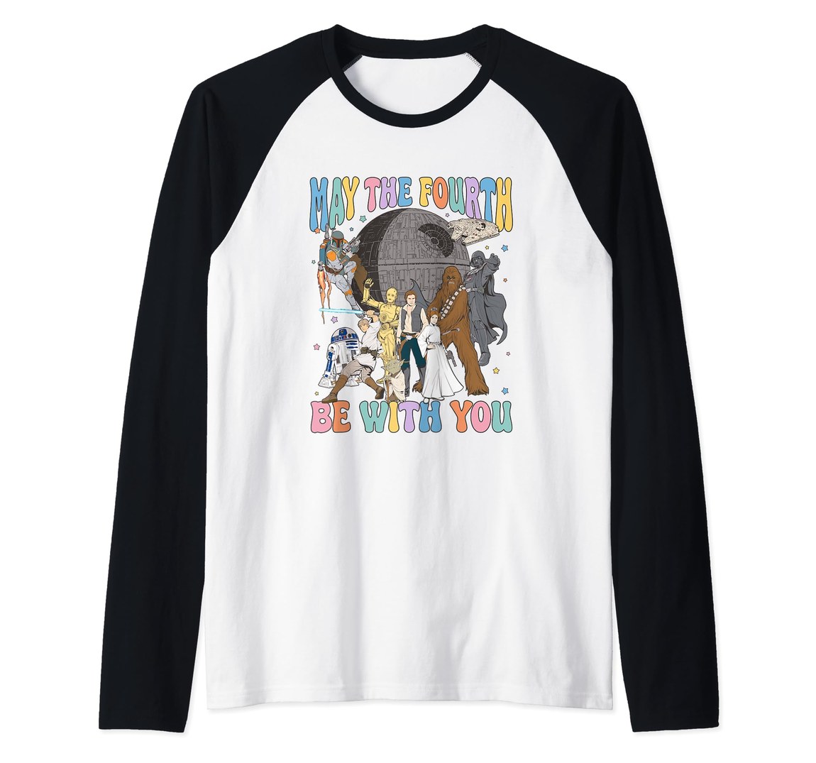 スターウォーズ Star Wars メイ・ザ・フォース・ビー・ウィズ・ユー May The 4th Be With You ヴィンテージカラーロゴ ラグラン ベースボール Tシャツ 半袖｜Basqueバスク
