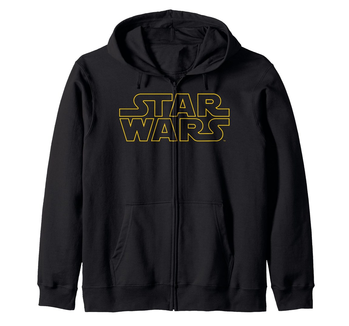 スターウォーズ Star Wars クラシック イエロー アウトライン タイトルロゴ ジップパーカー 長袖 ユニセックス｜Basqueバスク