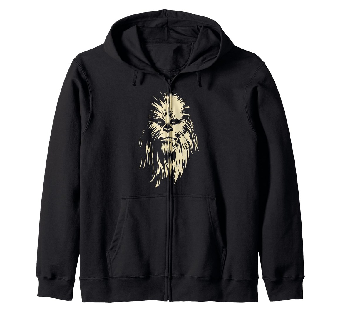 スターウォーズ チューバッカ Chewbacca 2トーン ポートレート 肖像画 ジップパーカー 長袖 ユニセックス｜Basqueバスク