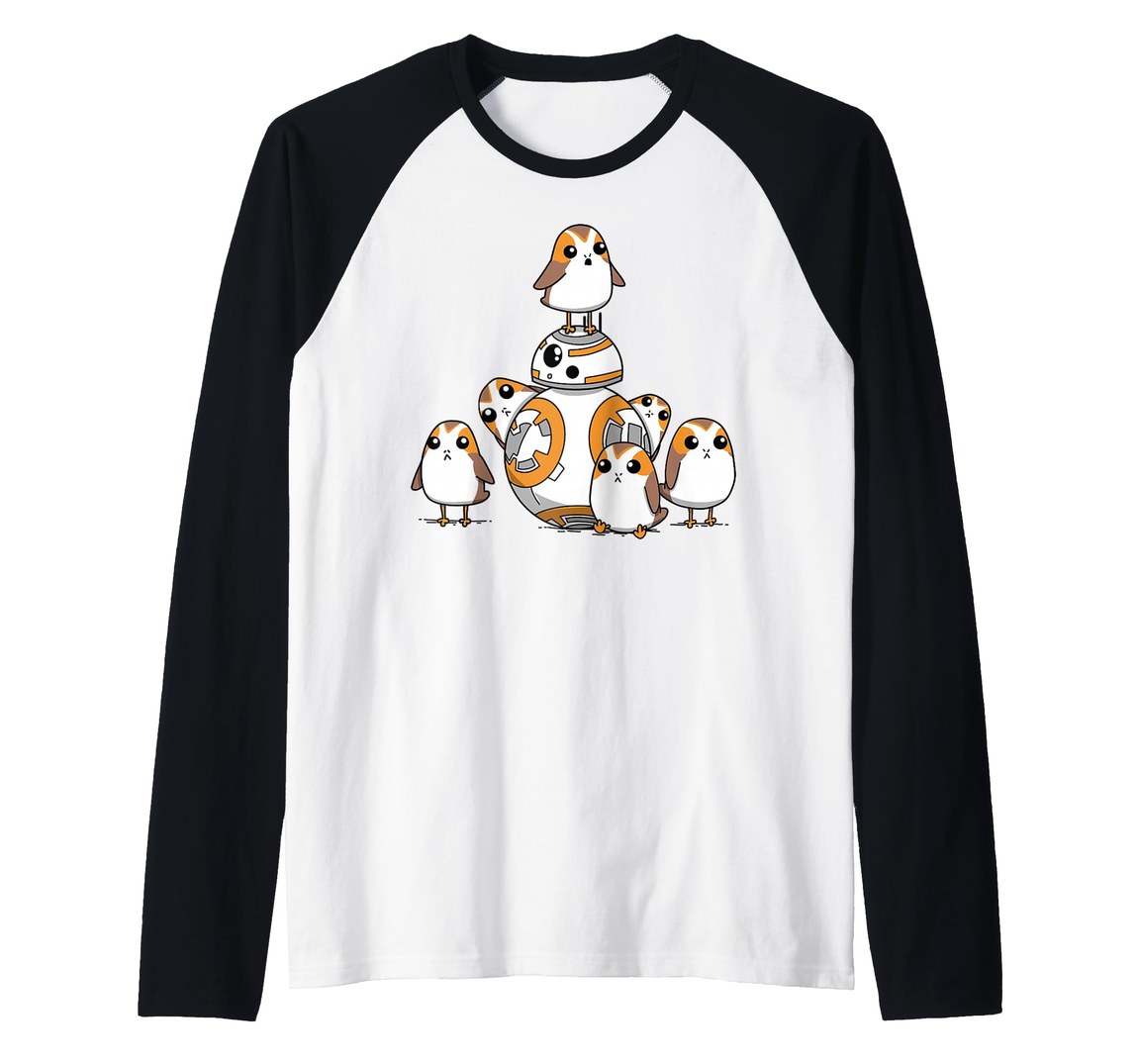 スターウォーズ ポーグ Porg BB-8 ポートレートデザイン ラグランTシャツ 半袖｜Basqueバスク