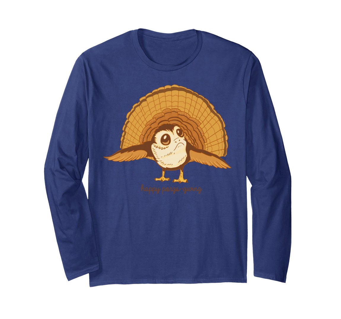 スターウォーズ 最後のジェダイ The Last Jedi ポーグ Porg 感謝祭 サンクスギビング デザイン ロングTシャツ 長袖 ユニセックス｜Basqueバスク