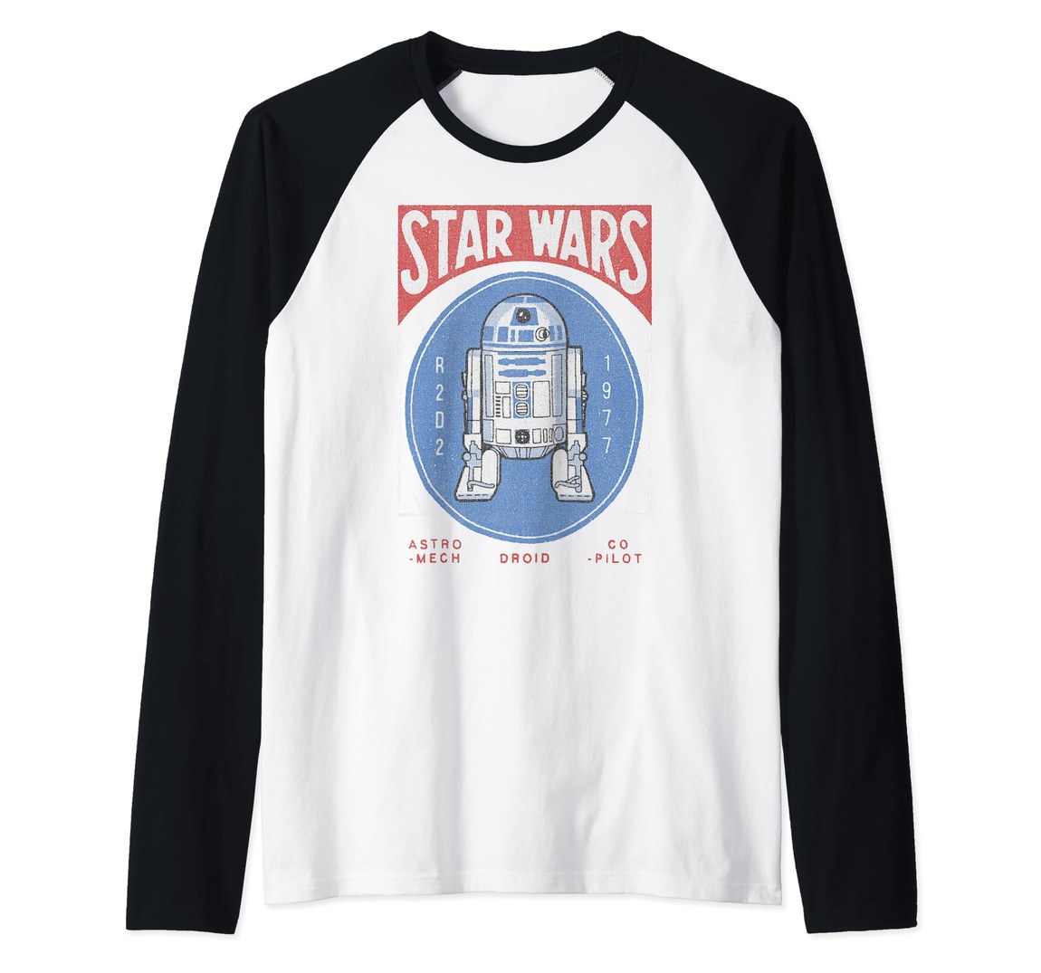 スター・ウォーズ Star Wars R2-D2 ヴィンテージ ポスター デザイン ラグラン Tシャツ 半袖｜Basqueバスク