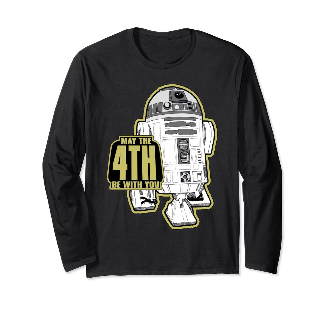スターウォーズ Star Wars R2-D2 May The 4th Be With You ステッカーデザイン ロングTシャツ 長袖 ユニセックス|Basqueバスク